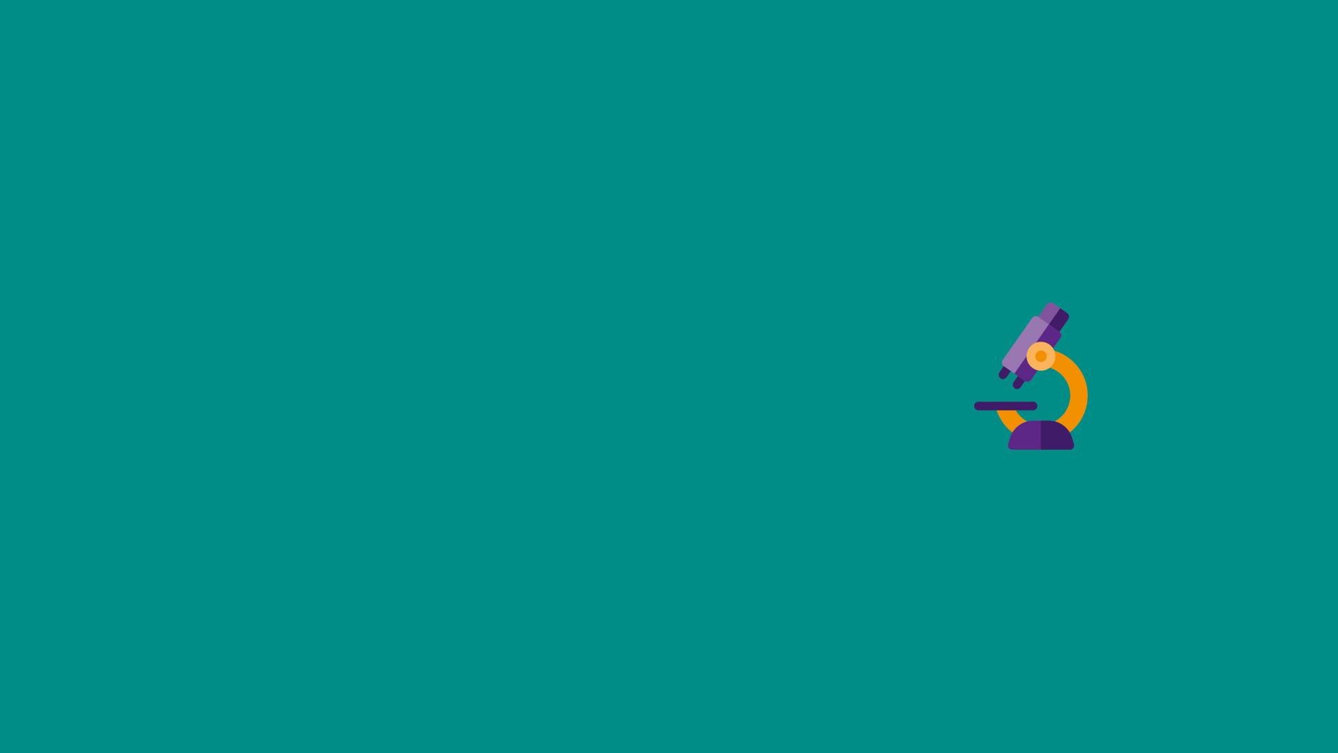 An icon of a microscope on a coloured background