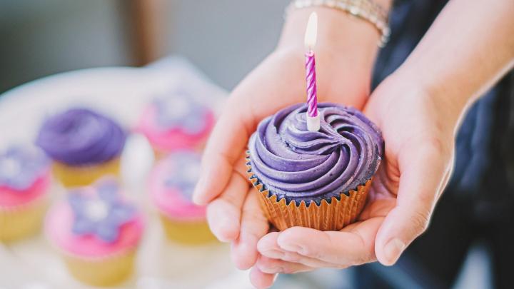 Cupcake with candle in