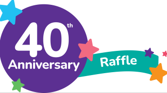 40th anniversary raffle logo banner with stars.