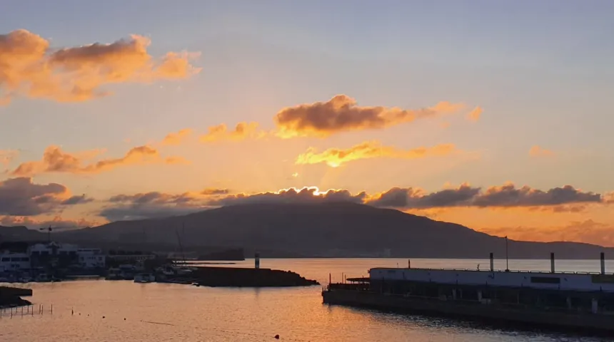 Sunset image of a harbour