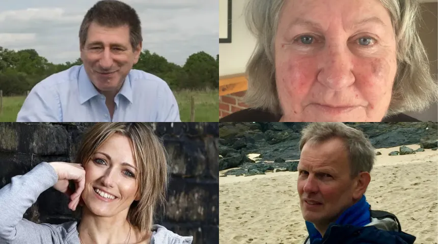 A collage of 4 people who have personal stories about their clinical trials experience