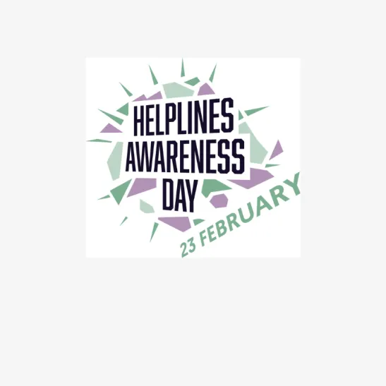 Helpline awareness day logo with text that reads Helplines Awareness Day 23 February