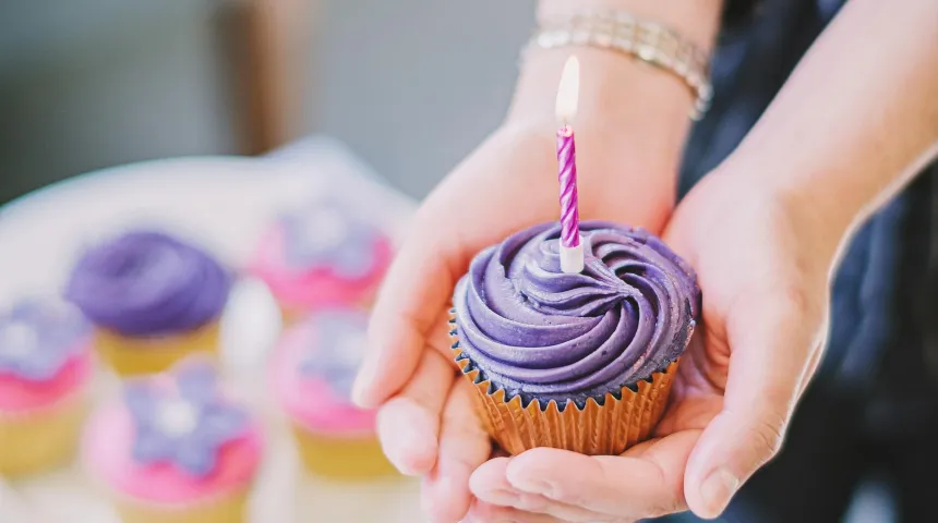 Cupcake with candle in