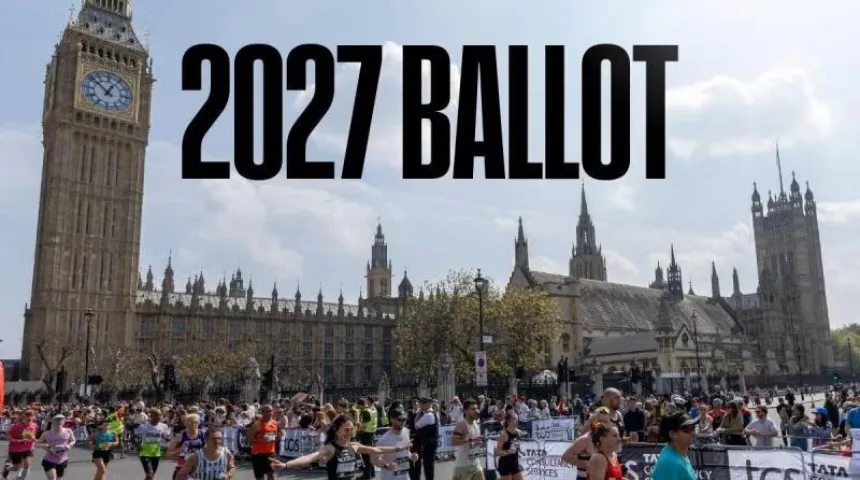 runners in font of Big Ben with '2027 Ballot' written